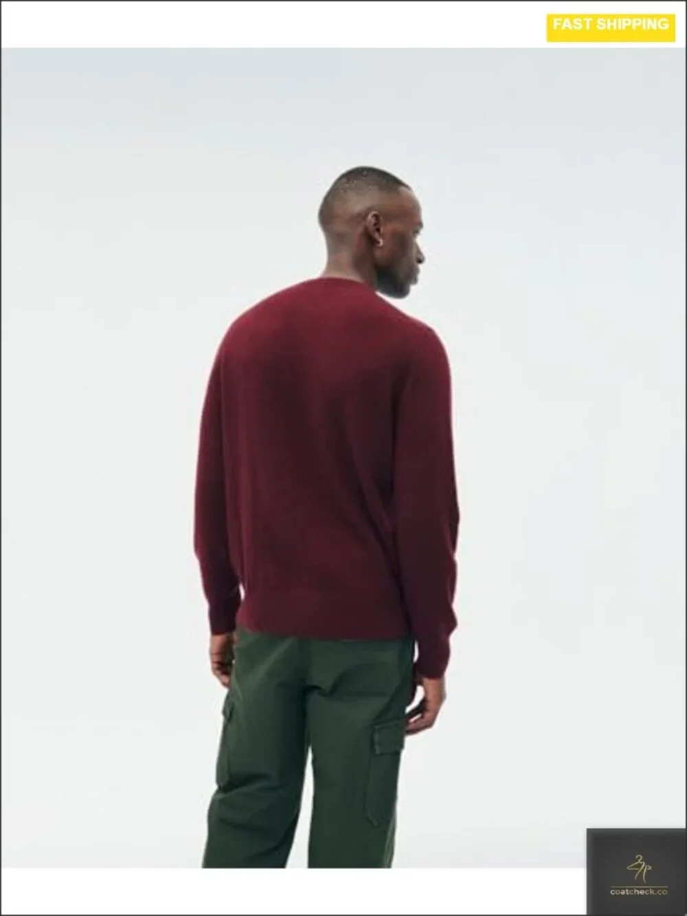 Men's 100% Cashmere Classic Crewneck Sweater in Merlot